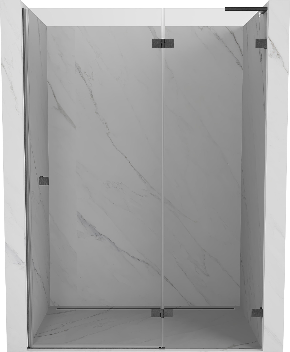 Mexen Lunar L drzwi prysznicowe uchylne prawe 140 cm, transparent, gun gray szczotkowany - 834L-140-000-66-00-P